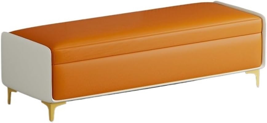 Modern Bed End Stool Bedroom Shoe Changing Entrance Bench Clothing Store Cloakroom Rest Sofa Storage Entryway(Orange,Medium)