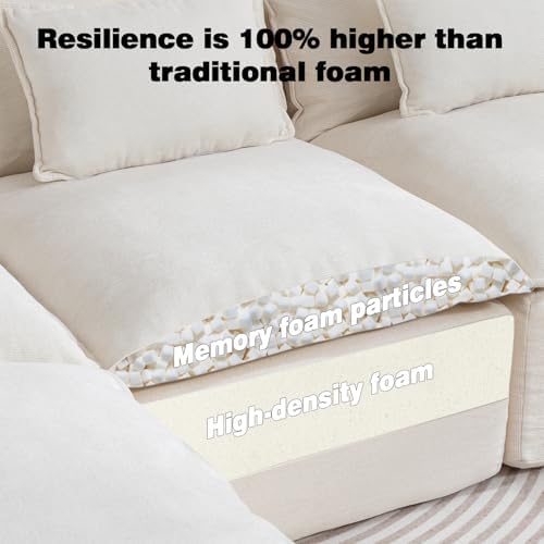 Couch Sectional Sofas Cloud Couches for Living Room | Loveseat L U Shaped Modern Modular Cloud Sofa with Pillows and Ottoman for Bedroom