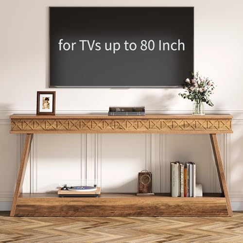 Tribesigns 70.9 Inch Extra Long Console Table for Entryway, 2-Tier | Narrow Sofa Table, Behind Couch Table, Farmhouse Entryway Table with Storage, for Living Room, Hallyway, Foyer, Rustic Brown