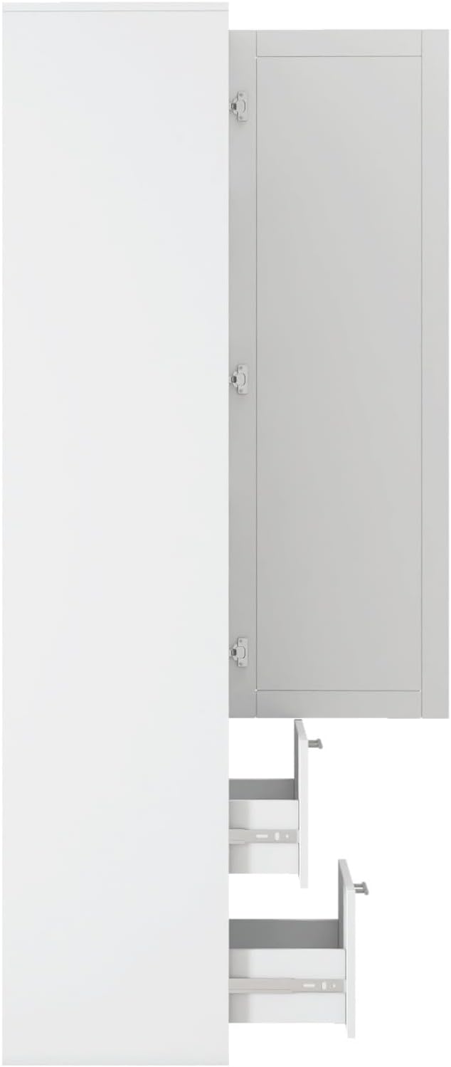 KEIKI Kitchen Pantry Storage Cabinet with Multi-Tier Shelf & Drawers, Spice Rack Next to Fridge, Freestanding Wood Cabinet Hutch Food Pantries Cupboard for Dining Room, Narrow Spaces