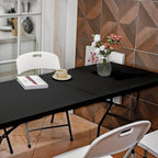 Folding Table 6ft, Heavy Duty Portable Utility Table with Handle, Black | Fold-in-half Design,Easy Storage,HDPE Top,Sturdy Legs,330lbs Support,Indoor Outdoor Use for Dining,Parties,Picnic