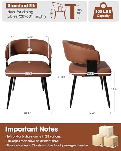 Dining Chairs Set of 4, Modern Faux Leather Kitchen Chairs