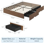 GarveeHome Wood Platform Bed Frame, Queen Bed Frame with 2 Drawers