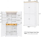 71" Tall Kitchen Pantry Storage Cabinet with 8 Door Shelves and 2 Storage Compartments, Two-Tone Freestanding Food Pantry Cabinet with Adjustable Shelves for Kitchen, Dining Room
