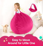 fond + found Small Bean Bag Chairs 2FT Comfy BeanBag Chair Velvet Fabric | Memory Foam,Washable Cover,Storage Pocket,Handle,Cozy BeanBag for Classroom Reading Bedroom Nook Gaming Lounging | Pink 2FT