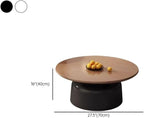 Modern Nesting Coffee Table Set Circular Wood Grain Top & Carbon Steel Base Side Tables for Living Room Coffee Shop Space Saver(White,L)