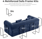 79" Convertible Sofa Bed, Couches for Living Room | Navy Blue | Corduroy Futon Sofa Bed with Pocket Springs, Modular Sleeper Couch in a Box, No Assembly