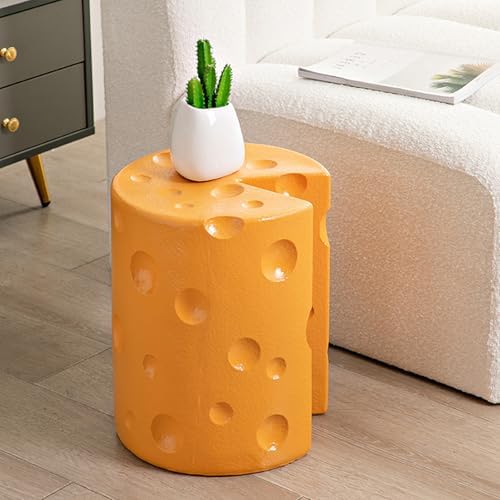 Cheese Shaped Resin Footrest Stool, Cartoon Accent Seat for Bedroom Decor, Lightweight Garden Ottoman Side Table with Anti-Slip Base, Easy Care Home Furniture Accessory