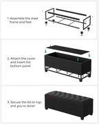 SONGMICS Storage Ottoman Bench, Foot Rest with Legs, Load up to 661.4 lb