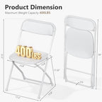 2 Pack Plastic Folding Chairs, Lightweight Stackable Portable Commercial Seat with Steel Frame for Patio, Garden, Picnic, Party, Kitchen, Indoor Outdoor Events