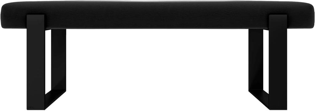 VANT Upholstered Bed Bench - Vintage Leather Jet Black - Matte Black - Contemporary Modern, Bedroom Bench Seat, Hallway, or Entryway