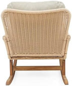 Christopher Knight Home Nadine Patio Rocking Chair, Wicker Rocker, Wood Leg Rocking Chair, PE Rattan Wicker Chair, Rocking Chair with Cushions, Comfort Wicker Rocker for Backyard Balcony Porch, Beige