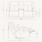 Watson & Whitely Genuine Leather Power Recliner Sofa & Loveseat Set, Saddle | Wall Hugger Reclining Sofas, Power Headrest, Center Storage Console, Charging Ports, Cup Holders, Living Room Furniture Set