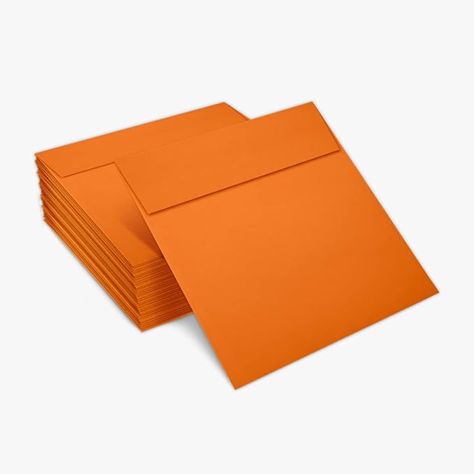 LUXPaper Square Invitation Envelopes | Peel & Press | 6 1/2" x 6 1/2" | Mandarin Orange | 80lb. Text | 50 Qty