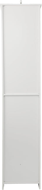 64" Tall Bathroom Cabinet, White Floor Standing Storage | Narrow unit with adjustable shelves & louvered doors, ideal for bathroom, laundry room, maximizing vertical space.