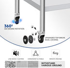Stainless Steel Table with Wheels, 24 x 24 Inch Stainless Table for Prep & Work, Commercial NSF Steel Metal Table for Restaurant Kitchen Hotel Garage