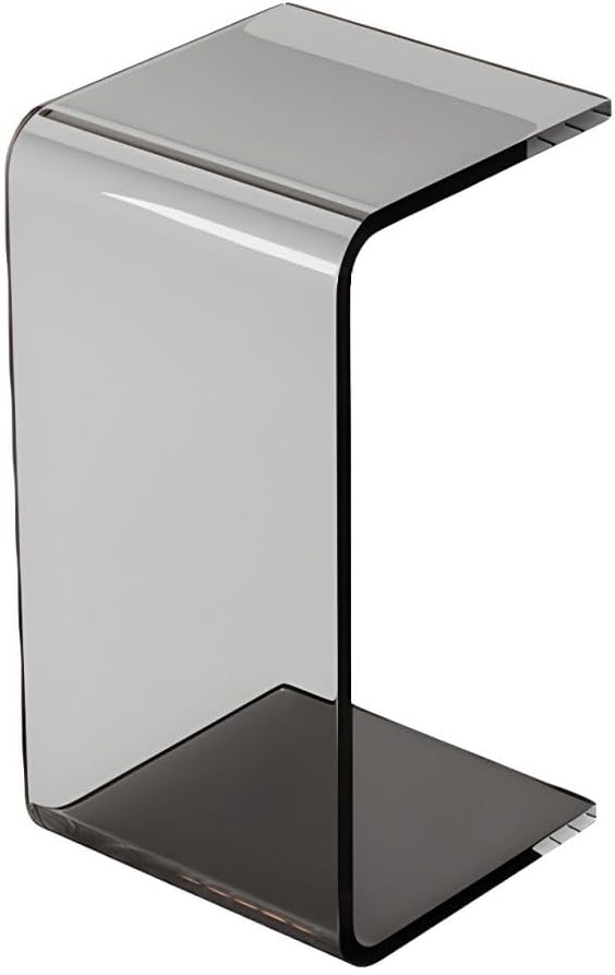 Side Table,C Shaped End Table, Acrylic Sofa Side Table, Bedside Table for Bedroom Small Modern Coffee Table Suitable for Living Room (Smoke Gray)