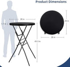Byliable 28in Folding Cocktail Table, Round Bar Height Table, Black 2-Pack | Foldable Design with Removable Legs, HDPE Tabletop, 43.3 in Tall, Indoor Outdoor for Parties, Patios, Weddings, Events