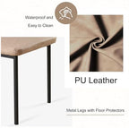 Dining Chairs Set of 6, Beige PU Leather Dining Chairs, Comfortable Upholstered Armless Kitchen Chairs with Black Metal Legs for Living Room, Dining Room, Kitchen