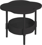 2-Tier Side Table with Removable Tray, Modern Small Coffee End Table for Living Room, Bedroom, Balcony, Indoor Outdoor Use (Black, One Size)
