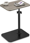 ZEAPTAC C-Shaped Side Table, 360° Swivel Height Adjustable, Lightweight Portable TV Tray Snack End Table for Couch Sofa Bed Small Spaces-Black Wood
