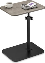 ZEAPTAC C-Shaped Side Table, 360° Swivel Height Adjustable, Lightweight Portable TV Tray Snack End Table for Couch Sofa Bed Small Spaces-Black Wood