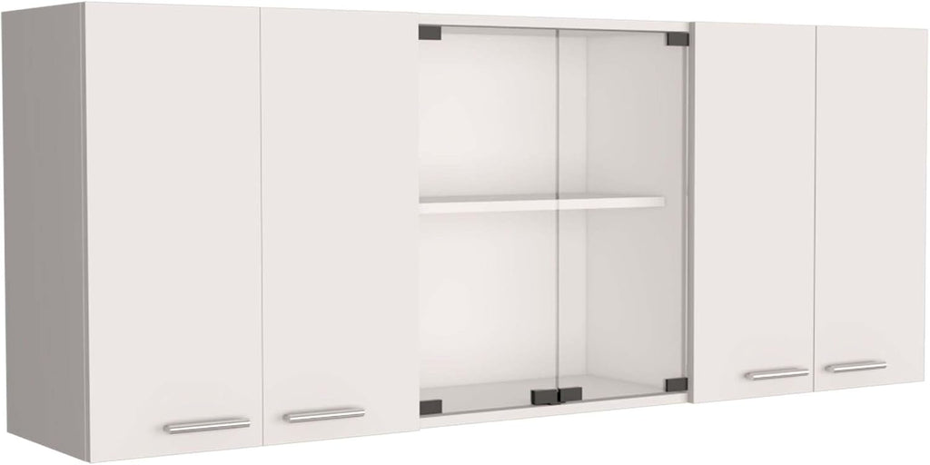 2 Piece Kitchen Set with Island Cart and Wall Cabinet | Includes pre-drilled holes for assembly