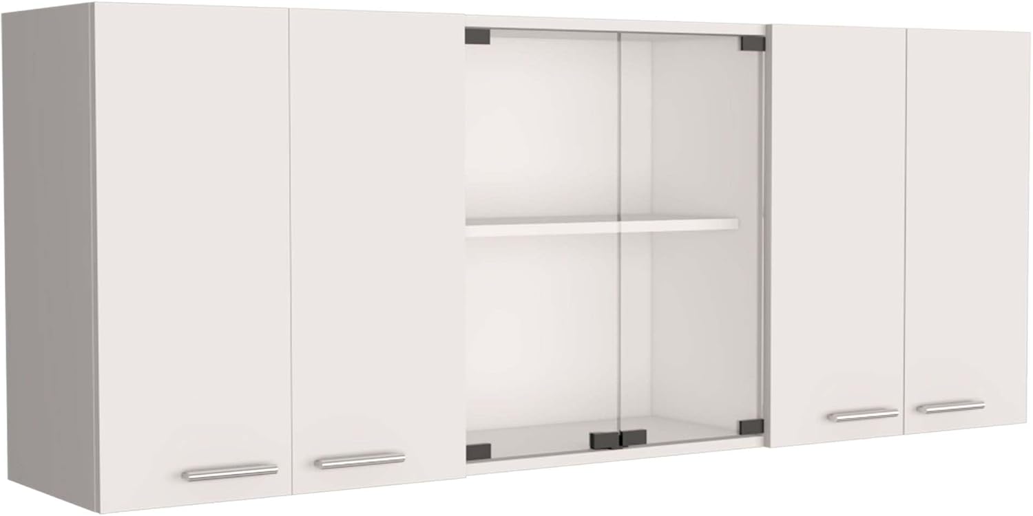 2 Piece Kitchen Set with Island Cart and Wall Cabinet | Includes pre-drilled holes for assembly