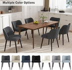 Modern Fabric Upholstered Dining Chairs Mid Century Farmhouse Dinner Chair with Padded Seat and Wood Legs Kitchen Side Chair for Dining Room Restaurant Cafe Darkgrey Set of 2