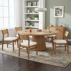 BESTANO Modern Armless Dining Chairs with Rope Woven Back Set of 6, Beige Linen Fabric Upholstered Kitchen & Dining Room Chairs, Mid-Century Classic Farmhouse Wooden Side Chair
