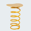 Spring Shape Side Table, Heart Shaped Accent Table, Iron Material, No Installation Required, for Living Room, Balcony(Yellow)