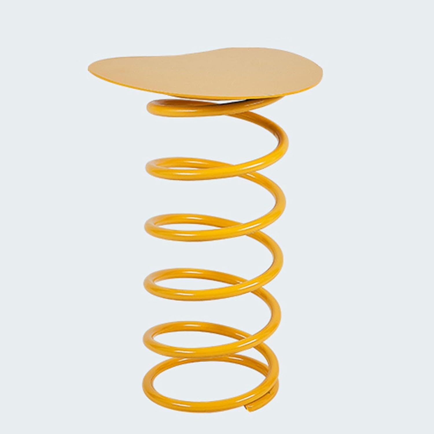 Spring Shape Side Table, Heart Shaped Accent Table, Iron Material, No Installation Required, for Living Room, Balcony(Yellow)