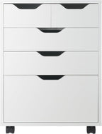 Winsome Halifax Mobile Storage Cabinet with 5 Drawers in White, Stylish & Functional Home Storage Cabinet for Filing, Kitchen Organization, Moveable Furniture for Office, Dorms, Apartments