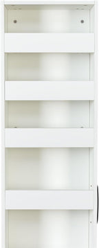 7 Tier Pull-Out Storage Cabinet with Handle & Wheels, Tall Narrow Spice Rack Next to Fridge, Wood Food Pantry for Kitchen, Dining Room, White