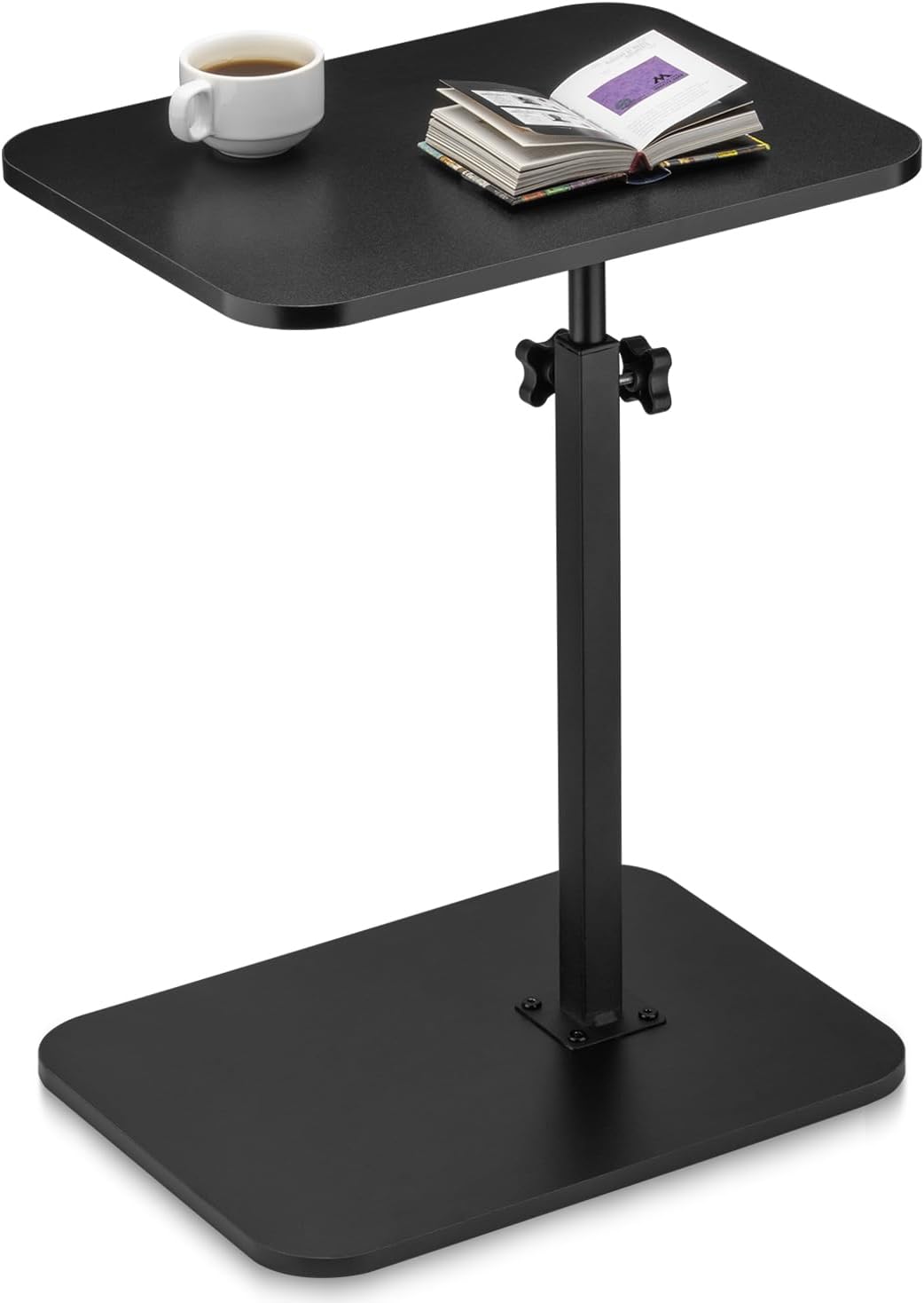 ZEAPTAC Portable TV Tray Table, End Table Adjustable Height 360° Swivel, Side Table for Couch, Sofa, Bed, Chair, Living Room - Black