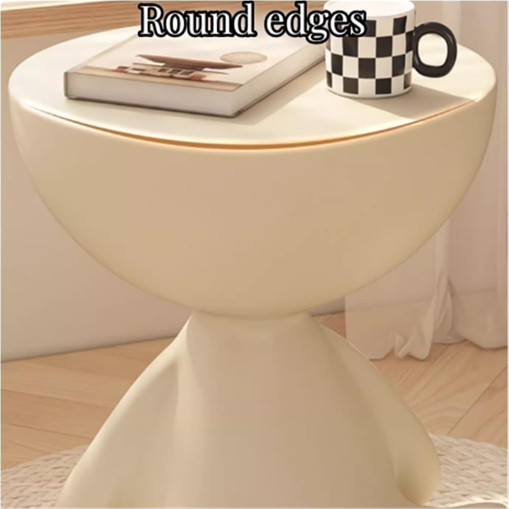 Round End Table with Storage, Cute Sofa Side Table, Versatile Nightstand, Modern Coffee Table for Living Room, Bedroom, Bathroom(Orange)