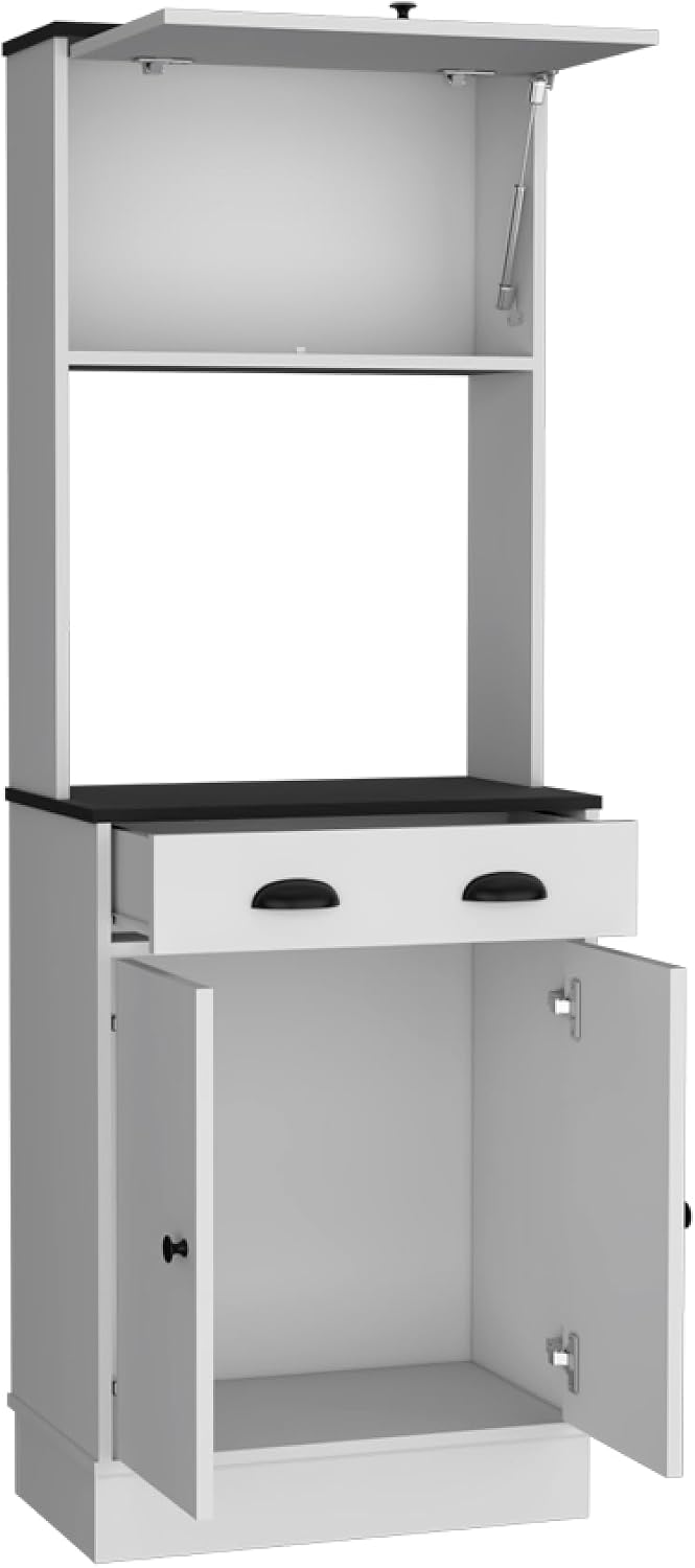 Pantry Cabinet Microwave Stand Warden, Kitchen, White/Black