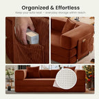 78.8" Convertible Futon Sofa Bed, Couch for Living Room | Corduroy Loveseat Sleeper Sofa, Modular Futon Couch with Storage Pocket, Pull Out Couch No Assembly | Rust Red