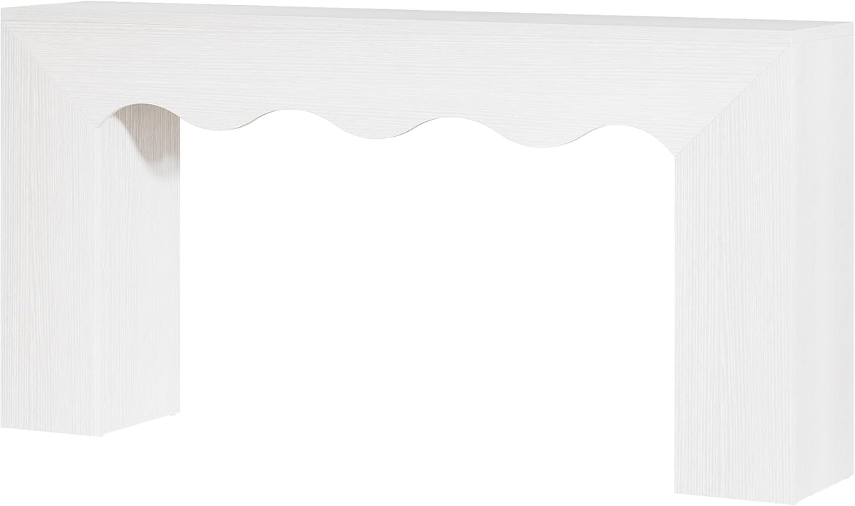 Tribesigns 63" Farmhouse Console Table with Wavy Edge | Wooden Couch Table Behind Sofa with Storage; Long Entryway Sofa Station; Narrow Hallway Stand for Entryway, Living Room
