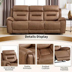 ANJ 3-Piece Power Recliner Sofa Set with Charging Ports, Include Single Recliner Chair, 2-Seater Loveseat with Hidden Storage & Cup Holders and 3-Seater Reclining Couch for Living Room, Brown