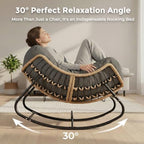 SWITTE Outdoor Rocking Papasan Chair with Thick Cushion, Dark Gray | Oversized Modern Wicker Lounge Rocker with Comfy Cushion, Cozy Egg Chair Steel Frame for Patio, Porch,or Indoor Reading Nook