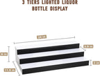 FAHKNS Lighted Liquor Bottle Display, 3 Tiers 24 Inch Acrylic Bar Shelf with Remote Control, Multicolor LED Illuminated Whiskey Rack for Home Bar