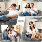 4FT Bean Bag Chair with Ultra Soft Velvet Cover Bean Bag Sofa with Memory Foam Bean Bag Chairs with Large Size Lazy Sofa for Dorm Office Living Room Bedroom Grey 4' | Bean Bags with Memory Foam Filled,Bean Bag Sofa with Handy Pocket&Handle for Classroom