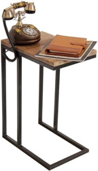 Telephone Table, C-Shaped Side Sofa Snack Table,Telephone Side Table,Solid Wood Computer Coffee Table,Bedside Desk,End Table Living Room Furniture(Color:Wood,Size:17.7111