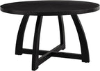 HULALA HOME 54 inch Round Dining Table for 6 People，Mid-Century Modern Solid Wood Circle Dinner Tables for Small Spaces Dining Room Living Room Kitchen, Black