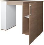 White and Natural Oak Kitchen Island with 1-Door and Open Storage | Five open shelves and one door for organized storage