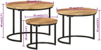 Nesting Tables 3 pcs Solid Mango Wood | Space-Saving Design, Sturdy Tabletop, Versatile for Living Room, Bedroom, Office
