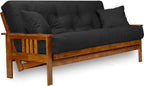 Stanford Futon Set - Full Size, Frame, 8" Mattress, Twill Black Cover