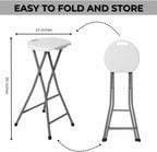 30 Inch Tall Folding Stool Chair | Heavy Duty Plastic Stool Chair | Portable Foldable Bar Height Stools with Handle for Indoor & Outdoor | Bar Stools with Footrest | 300lbs Capacity | White (1)