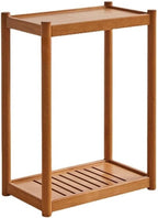 Rolling Wooden End Table with Wheels, Multifunctional 2 Tier Storage Nightstand for Bedroom and Living Room, Perfect for Small Spaces